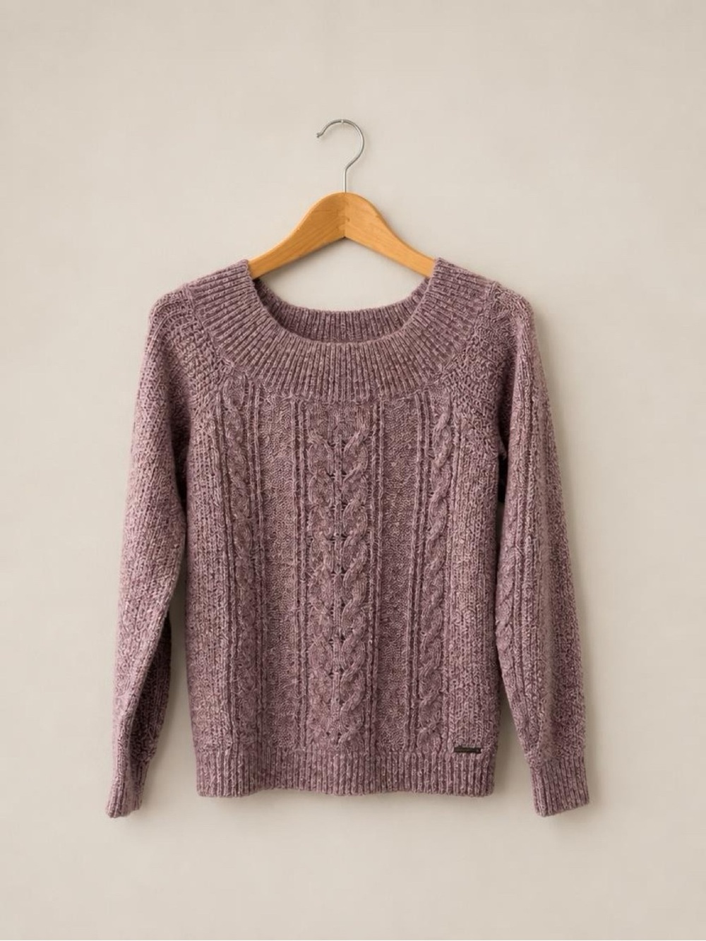 Abercrombie & Fitch Cable-Knit Crewneck Sweater - Mauve